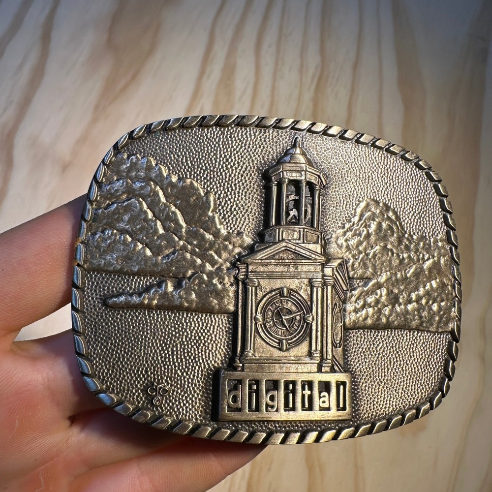 Vintage 1981 OC Tanner Digital Equipment Corp Solid Brass Belt Buckle Tech Utah